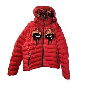 Roku Studio Burning Eyes Bubble Red Puffer Jaket Plus Men's 2XL